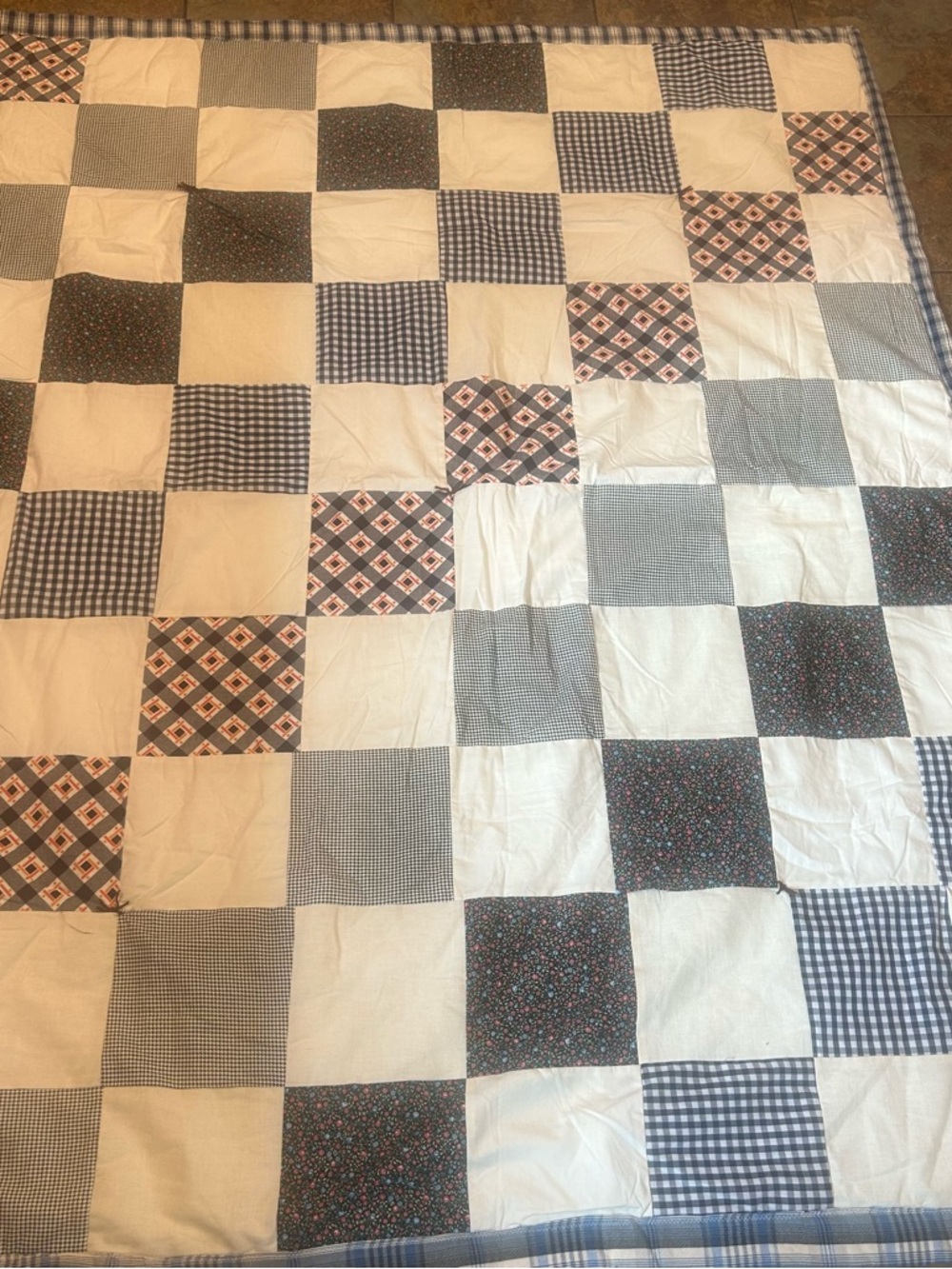 Vintage Patchwork Quilt Squares Handmade Throw Cottage Core